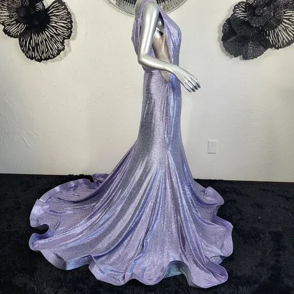 NWT~$530~JOVANI~18/20~LAVENDER MAXI MERMAID ONE SHOULDER PROM EVENING DRESS